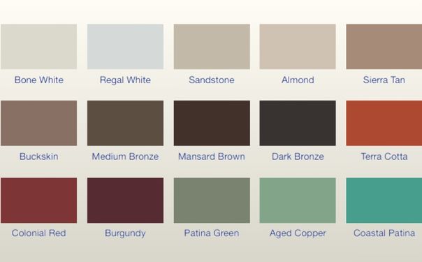 Roof colors available in metal roofs